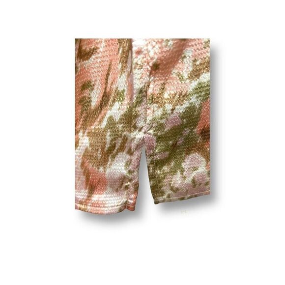 Talbots Petite PS Pink Satin Top NWT Abstract Ruffle Neck Short Sleeve Blouse - Picture 5 of 7